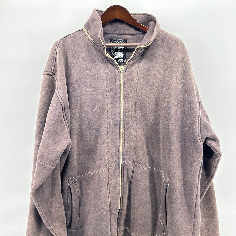 Royal‎ Blue Mens 2XL Brown Thermal Lined Full Zip Sweatshirt  Heavyweight Work - Picture 2 of 8
